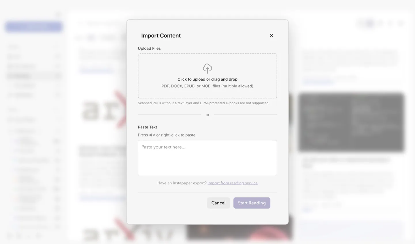 Placeholder: the file import screen is not photographed yet.