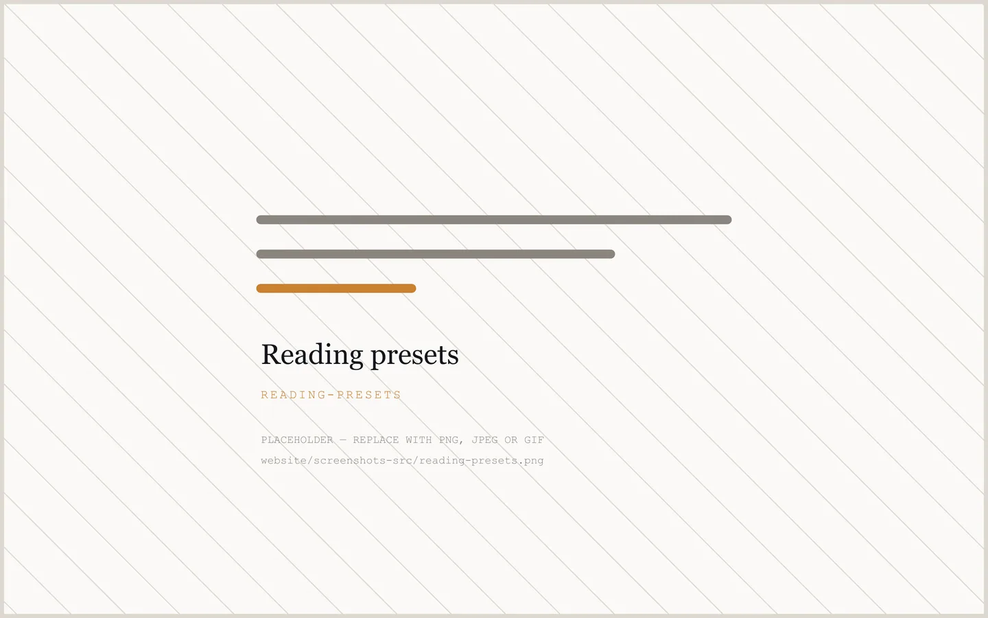 Placeholder: saved reading presets are not photographed yet.